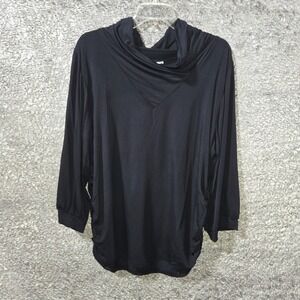 Oh! Mamma Maternity Cowl Neck Tunic Top Black Long Sleeve Size 2X